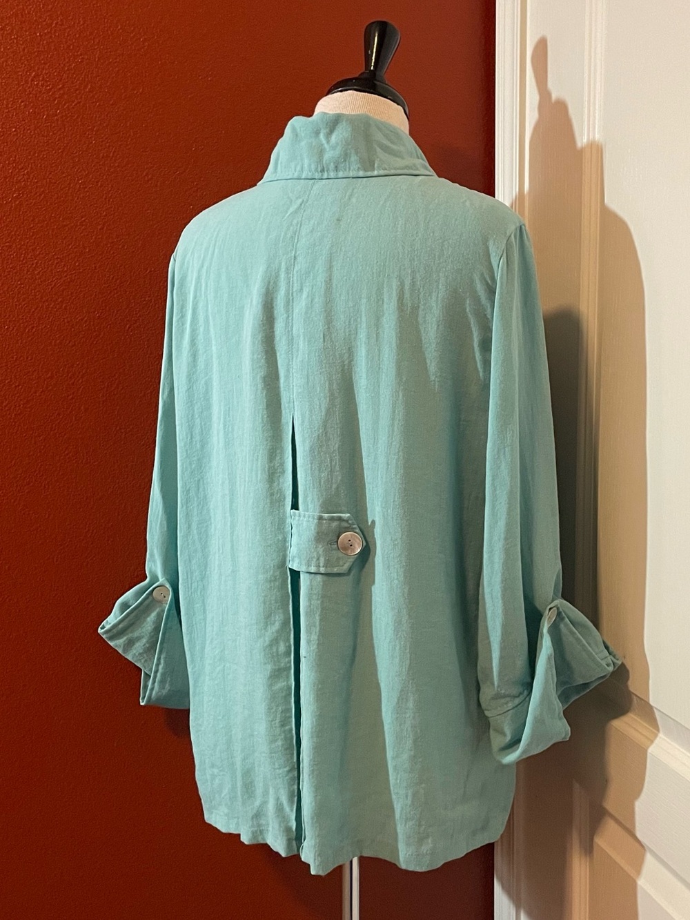 Fridaze Women’s 100% Linen Seafoam Lagenlook Button Down Blouse Coastal Top - Picture 5 of 5